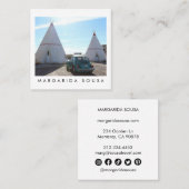 Route 66 TeePee  Retro Toerisme met foto's Vierkante Visitekaartje (Voorkant / Achterkant)