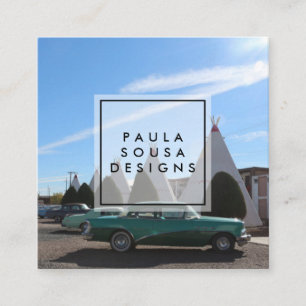 Route 66 TeePee  Retro Toerisme met foto's Vierkante Visitekaartje