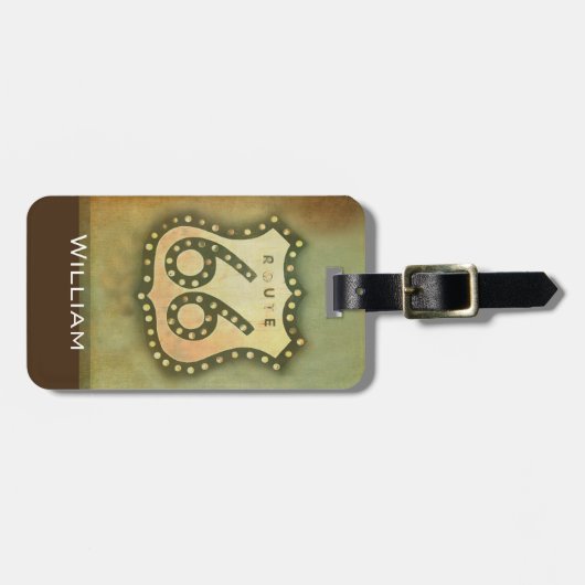 route 66 teken douane bagagelabel (Voorkant horizontaal)