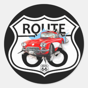 Route 66 teken geschenken ronde sticker
