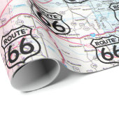 Route 66 Teken op de routekaart Cadeaupapier (Rol Hoek)