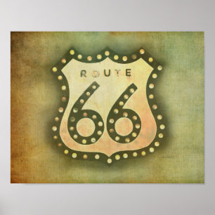 route 66 teken poster onderdrukkende stijl