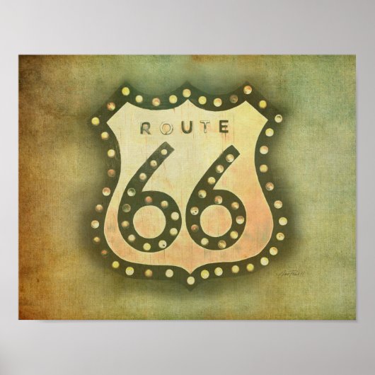 route 66 teken poster  onderdrukkende stijl (Voorkant)