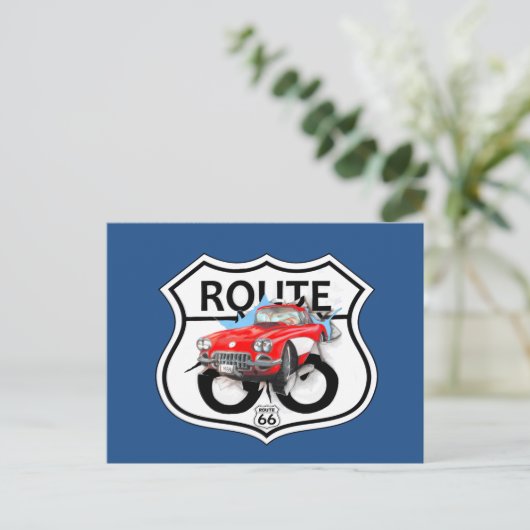 Route 66 tekengiften briefkaart (Staand voorkant)