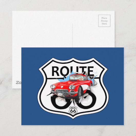 Route 66 tekengiften briefkaart (Voorkant / Achterkant)