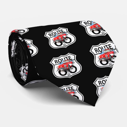 Route 66 tekengiften stropdas (Opgerold)