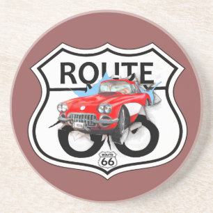 Route 66 tekengiften zandsteen onderzetter