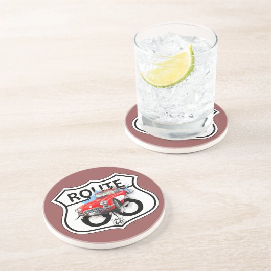 Route 66 tekengiften zandsteen onderzetter (Zijkant)