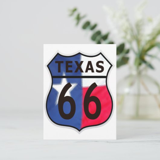 Route 66 Texas Color Briefkaart (Staand voorkant)
