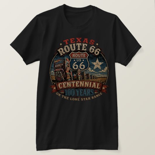Route 66 Texas-eeuwfeestkleding T-shirt (Design voorkant)
