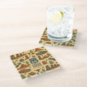 Route 66 Texas Roadhouse Coffee Break Stijl Glazen Onderzetter