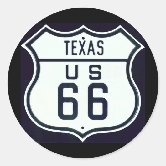 Route 66 Texas Ronde Sticker (Voorkant)