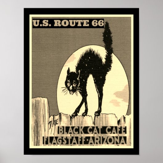 Route 66 The Black Cat Cafe Poster (Voorkant)