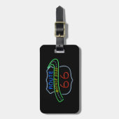 Route 66, The Moeder Road, Neon Sign Bagagelabel (Voorkant verticaal)