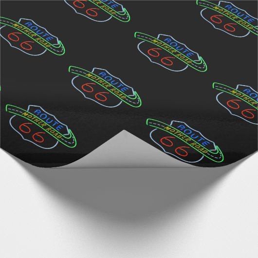 Route 66, The Moeder Road, Neon Sign Cadeaupapier (Hoek)