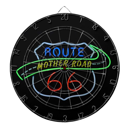 Route 66, The Moeder Road, Neon Sign Dartbord (Voorkant)