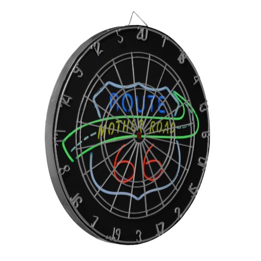 Route 66, The Moeder Road, Neon Sign Dartbord (Voorkant Links)