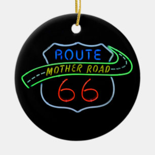 Route 66, The Moeder Road, Neon Sign Keramisch Ornament