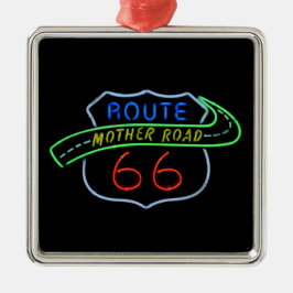 Route 66, The Moeder Road, Neon Sign Metalen Ornament
