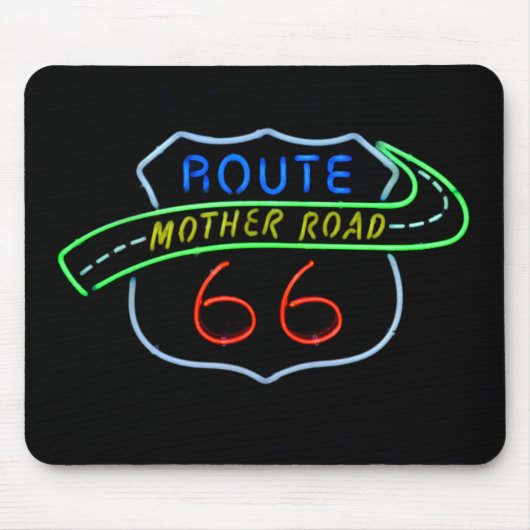 Route 66, The Moeder Road, Neon Sign Muismat (Voorkant)