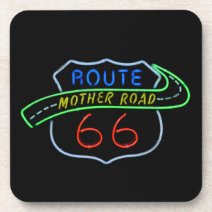 Route 66, The Moeder Road, Neon Sign Onderzetter