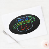 Route 66, The Moeder Road, Neon Sign Ovale Sticker (Envelop)