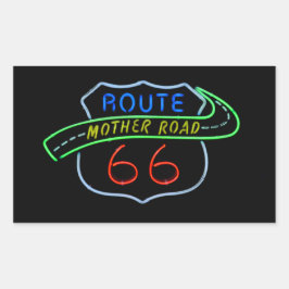 Route 66, The Moeder Road, Neon Sign Rechthoekige Sticker