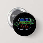 Route 66, The Moeder Road, Neon Sign Ronde Button 5,7 Cm (Voorkant /achterkant)