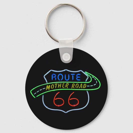 Route 66, The Moeder Road, Neon Sign Sleutelhanger (Voorkant)