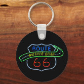 Route 66, The Moeder Road, Neon Sign Sleutelhanger (Voorkant)