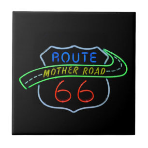 Route 66, The Moeder Road, Neon Sign Tegeltje