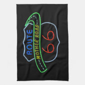 Route 66, The Moeder Road, Neon Sign Theedoek (Verticaal)