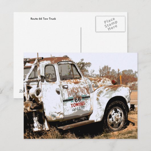 Route 66 Tow Truck Briefkaart (Voorkant / Achterkant)