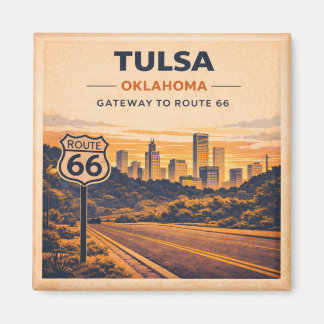Route 66 Tulsa Oklahoma Heritage City Silhouet Magneet