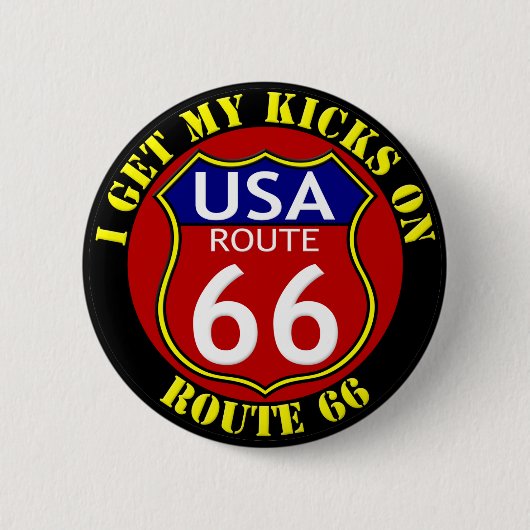 Route 66 USA I Get My Kicks on Route 66 Button (Voorkant)
