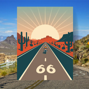 Route 66 USA Vintage Motorfiets Reizen Briefkaart