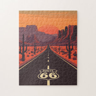 Route 66 USA Vintage Zonsondergang Puzzel