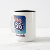 Route 66 van Amerika Tweekleurige Koffiemok (Voorkant links)