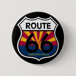 Route 66 van de Vlag van Arizona Schild Ronde Button 5,7 Cm