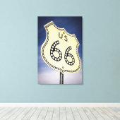Route 66 van de weg Teken Canvas Afdruk (Insitu (Houten vloer))
