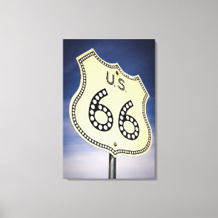 Route 66 van de weg Teken Canvas Afdruk