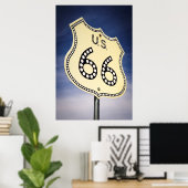 Route 66 van de weg Teken Poster (Thuiskantoor)