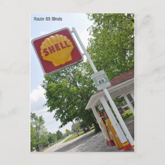 Route 66 van het oude benzinestation briefkaart (Voorkant)