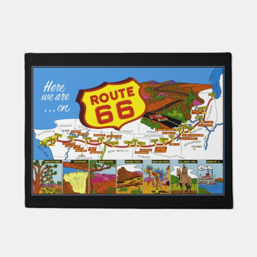 Route 66 van Los Angeles naar Chicago Deurmat (Voorkant)