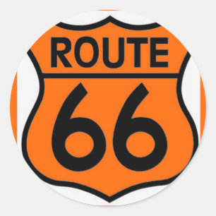 route 66 veiligheid sinaasappel Pas dit aan! Ronde Sticker
