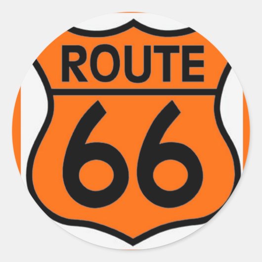 route 66 veiligheid sinaasappel Pas dit aan! Ronde Sticker (Voorkant)