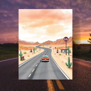 Route 66 Verenigde Staten  Watercolor Travel Briefkaart