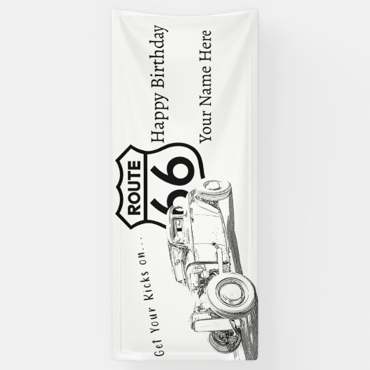 Route 66 Verjaardagsbanner Spandoek (Verticaal)