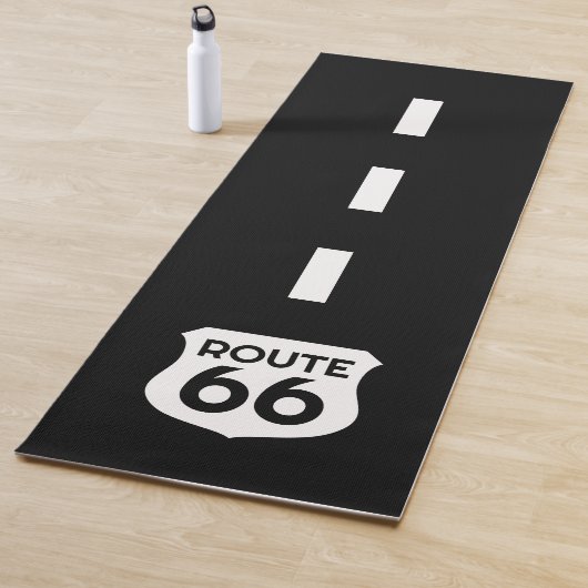 Route 66 verkeersbord aangepaste yoga mat ontwerp (In situ)