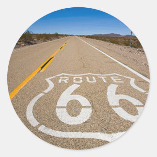 Route 66 verkeersbord Begin Einde Startstraat USA Ronde Sticker